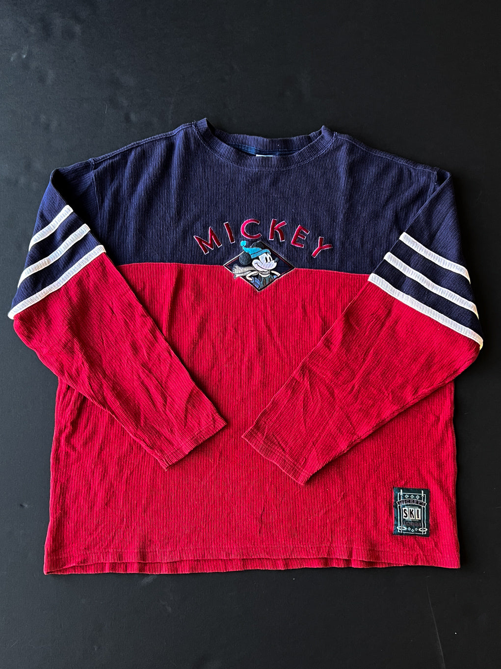 Mickey Two-Tone Embroidered Long Sleeve Shirt