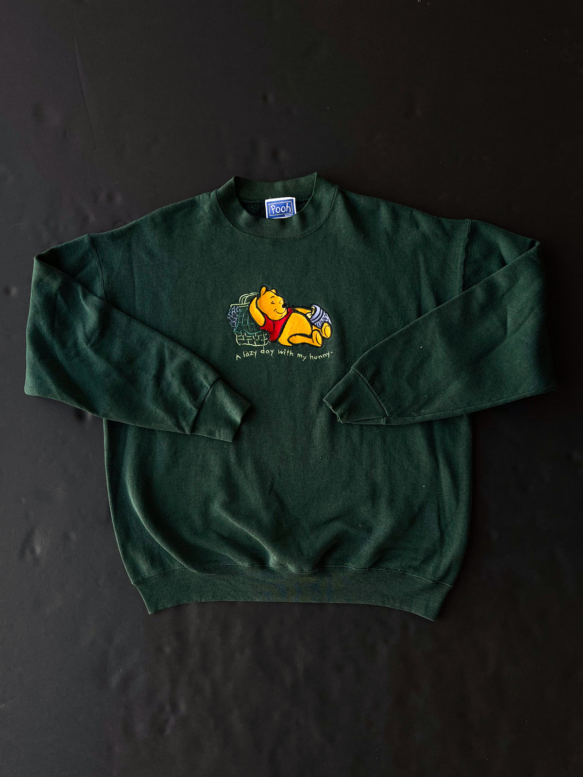 Pooh Lazy Day With My Hunny Embroidered Crewneck Sweater