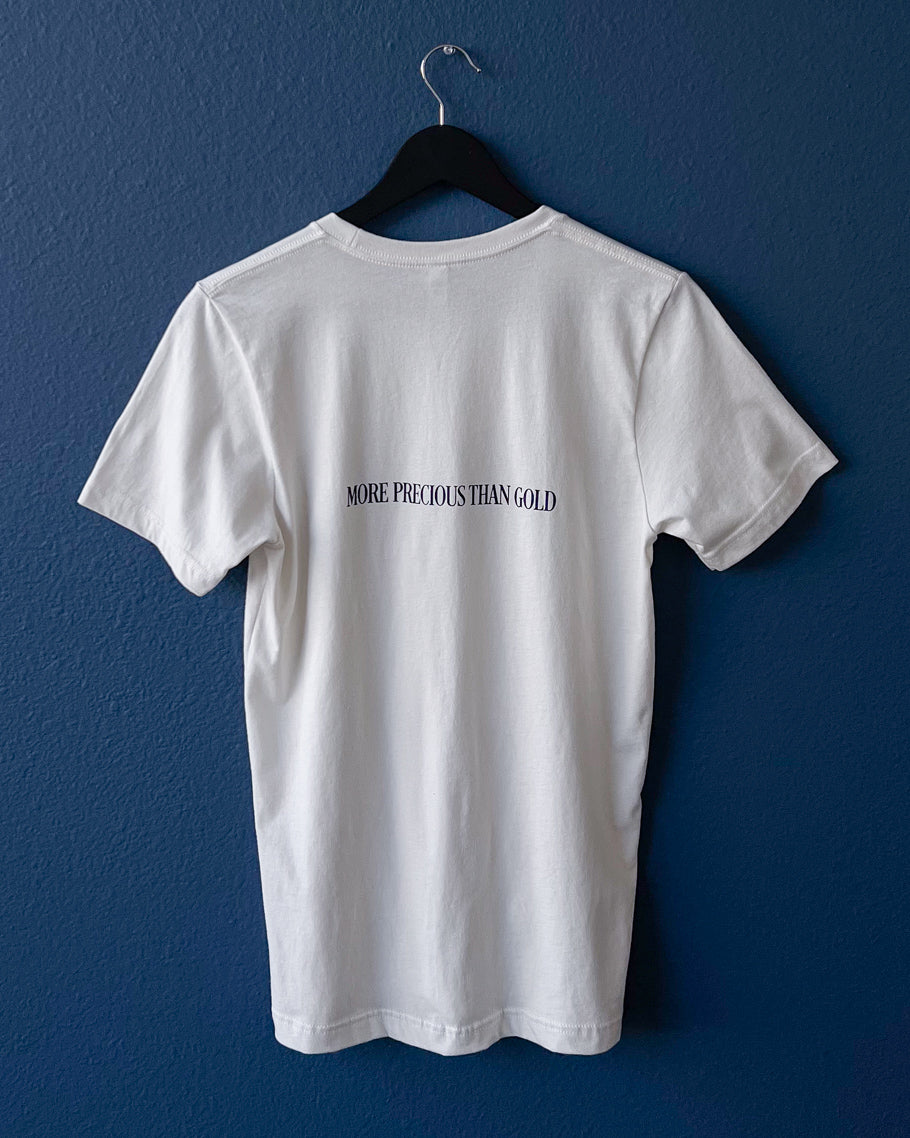 Market Fireproof Blue & White T-Shirt