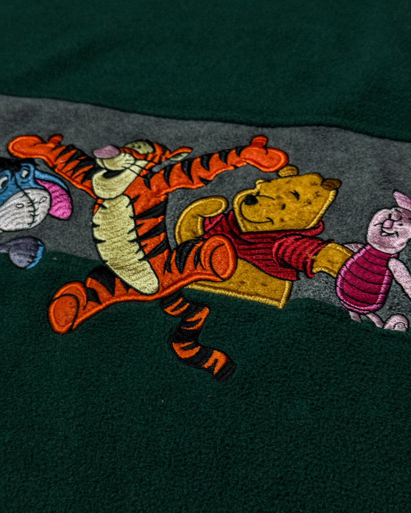 (2XL) Vintage Pooh and Friends Tigger Arms Wide Open Embroidered Crewneck Fleece Sweater