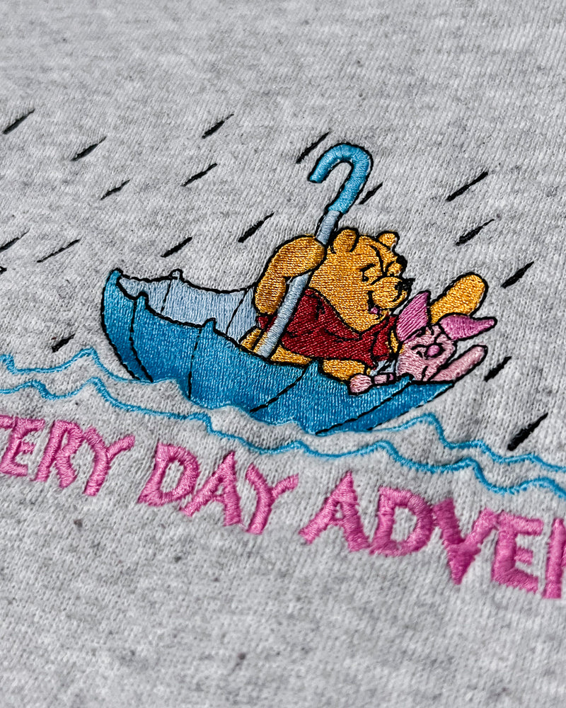 (XL) Vintage Pooh and Piglet "A blustery day adventure" Embroidered Crewneck Sweater