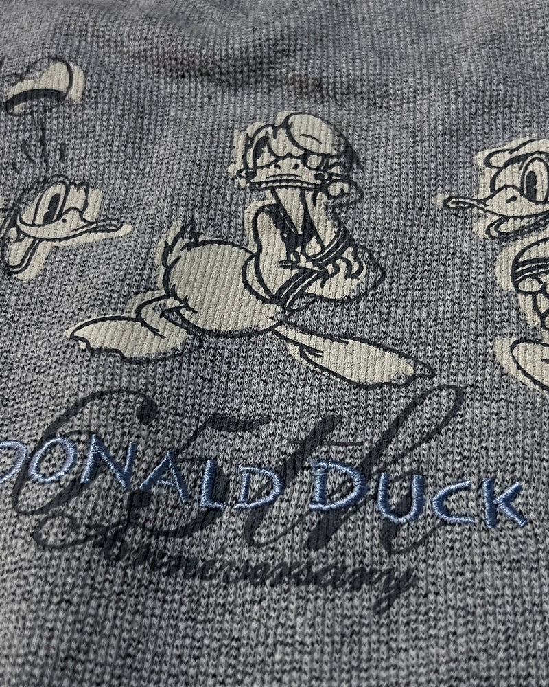 (L) Vintage Donald Duck 65th Anniversary Grey Embroidered Crewneck Sweater