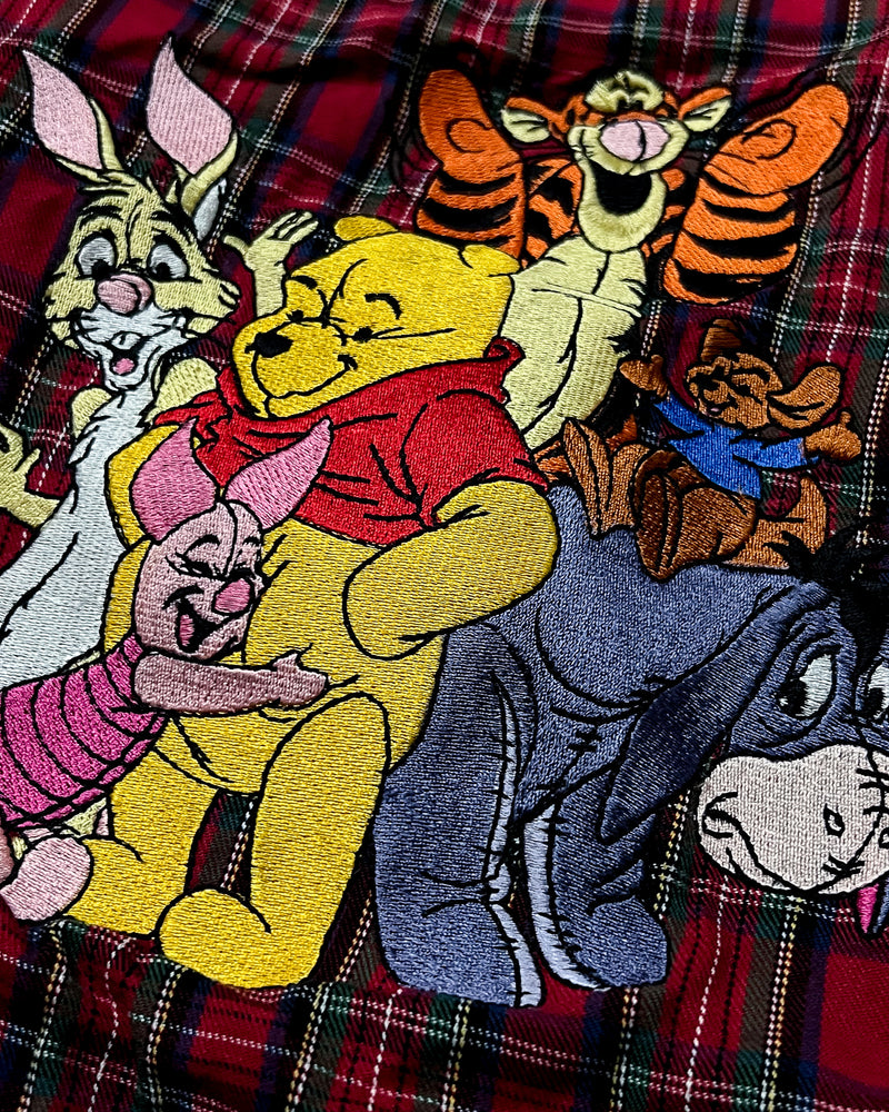 Vintage Pooh and Friends Plaid Embroidered Duffel Bag