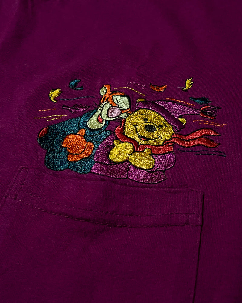(S/M) Vintage Tigger and Pooh Sweater Weather Plum Embroidered T-Shirt