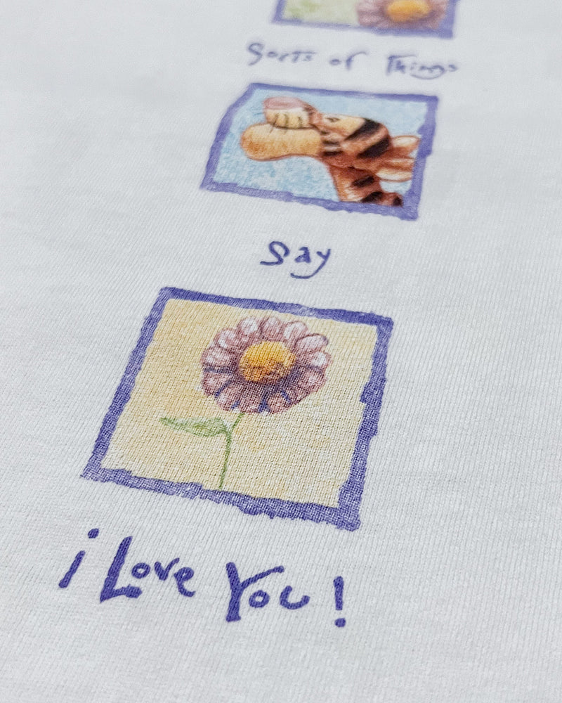 (M) Vintage Pooh and Tigger "The best sort of things say I love you" White Crewneck T-Shirt