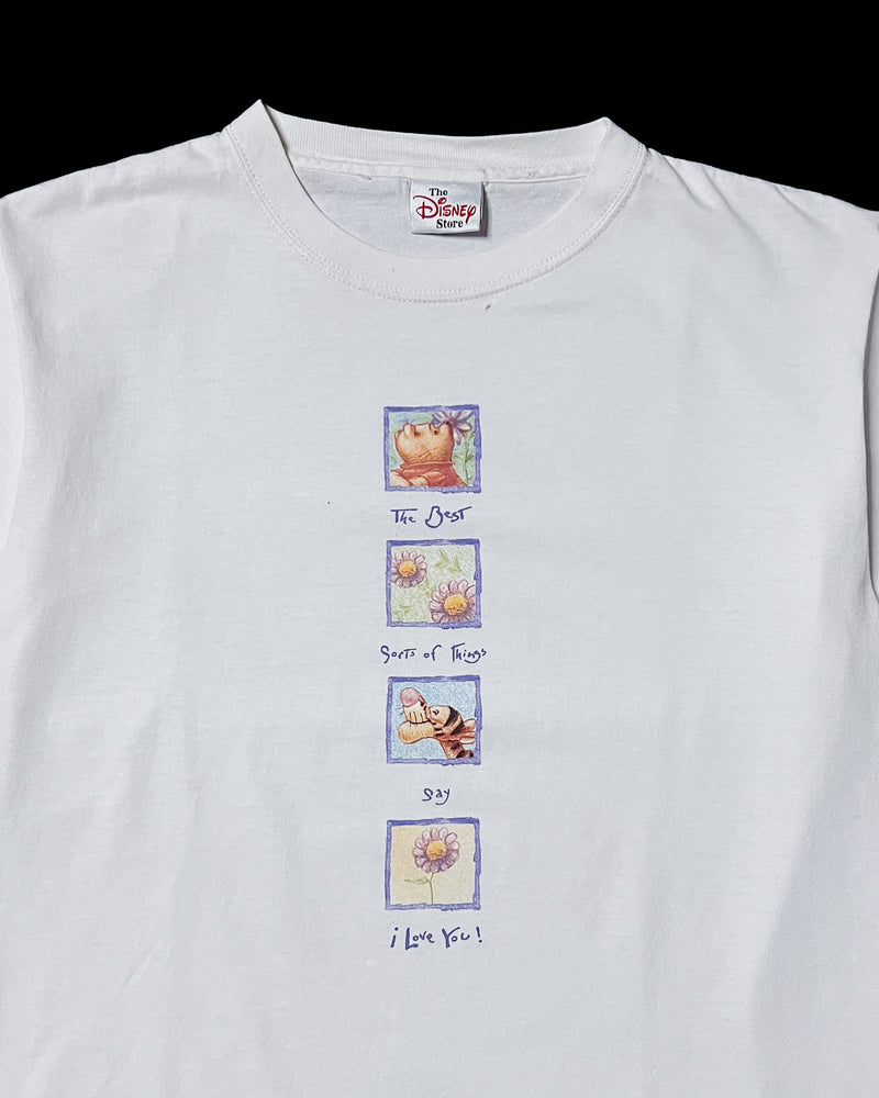 (M) Vintage Pooh and Tigger "The best sort of things say I love you" White Crewneck T-Shirt