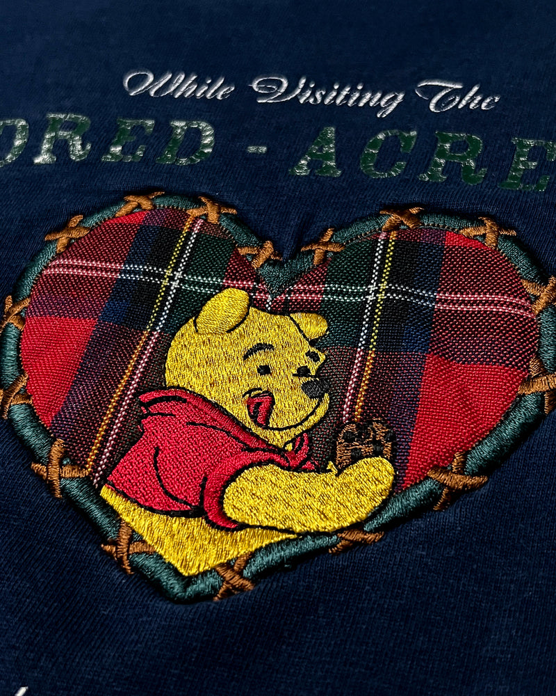 (L) Vintage Piglet, Pooh and Tigger Quote Embroidered Crewneck Sweater