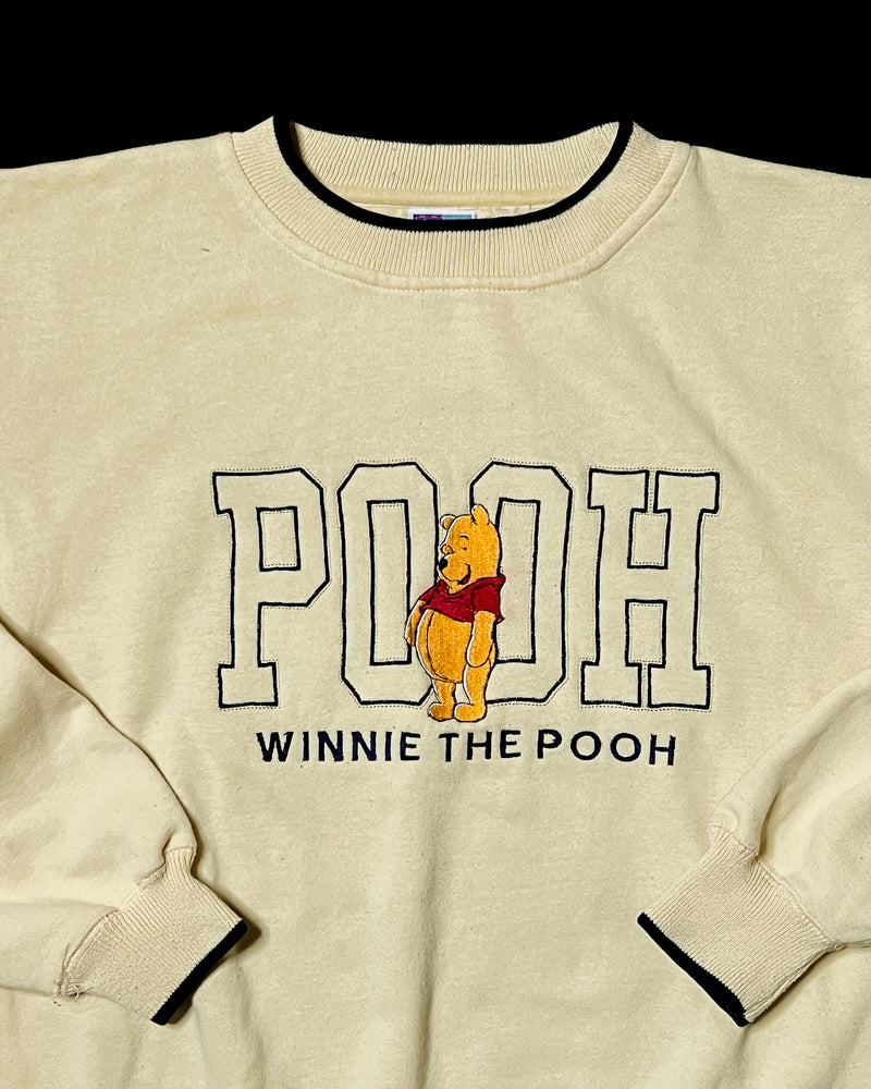 (L) Vintage Pooh Outline Embroidered Crewneck Sweater