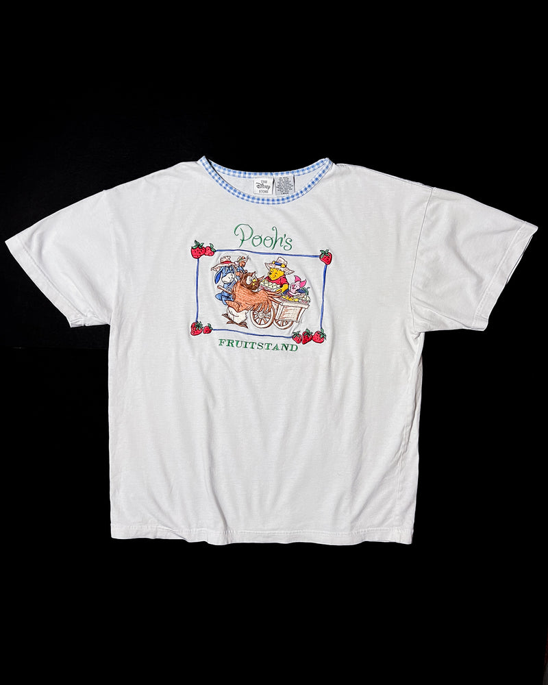 (L) Vintage Pooh's Fruitstand Embroidered Crewneck T-Shirt