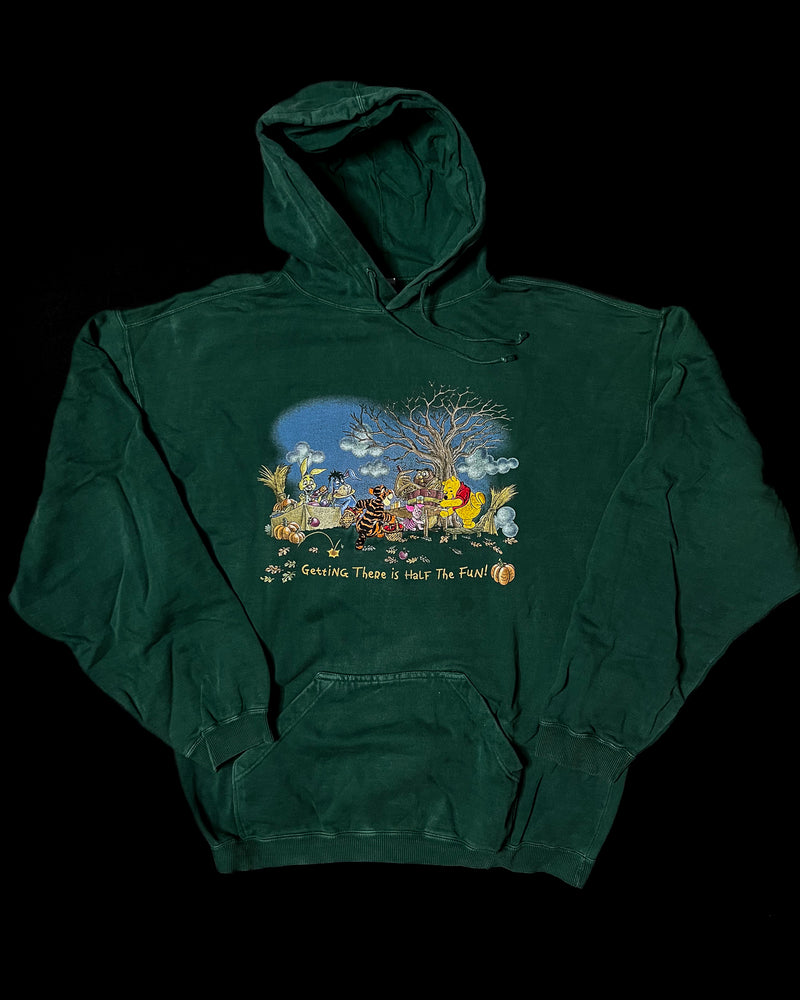 (M) Vintage Pooh and Friends "Getting there is half the fun" Embroidered Hoodie Sweater