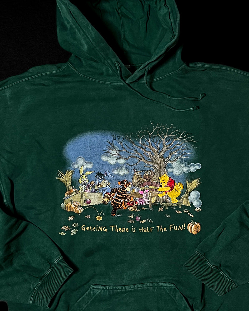 (M) Vintage Pooh and Friends "Getting there is half the fun" Embroidered Hoodie Sweater