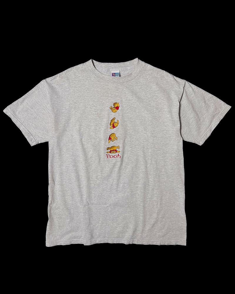 (XL) Vintage Winnie the Pooh Falling Down Grey Embroidered Crewneck T-Shirt