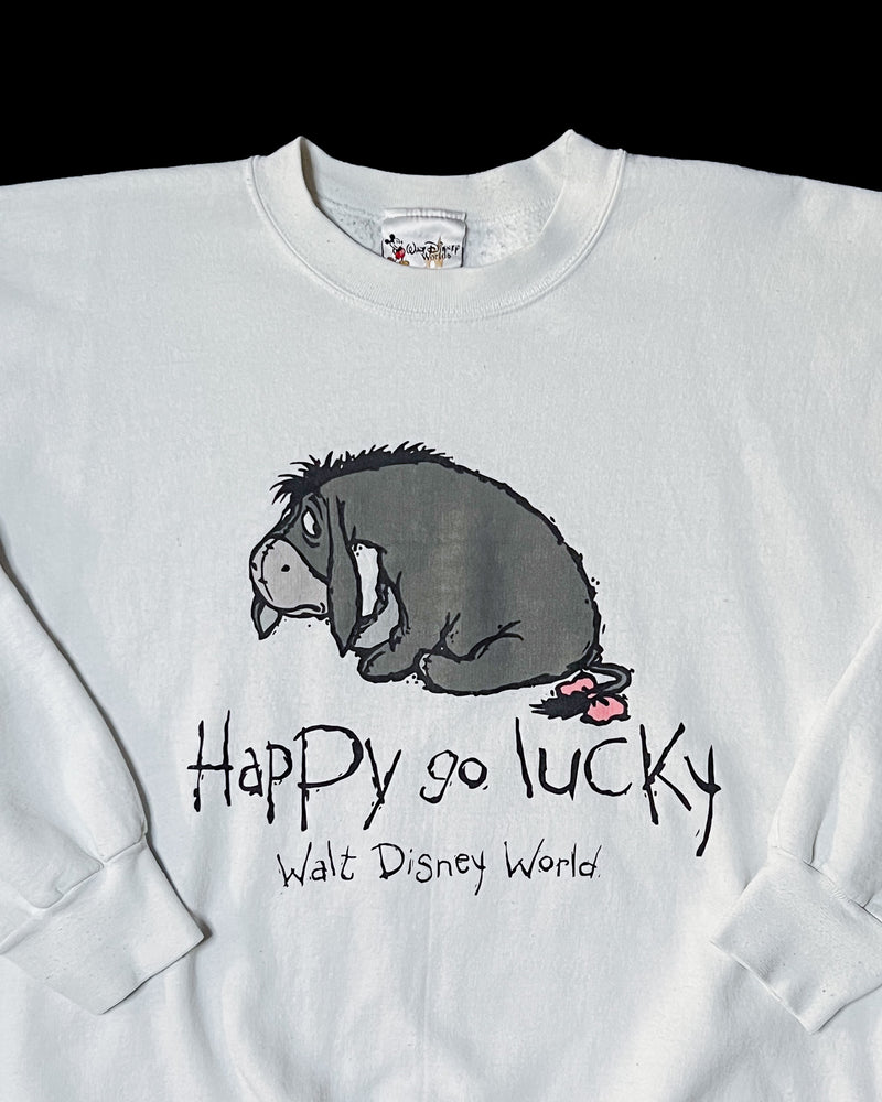 (XL) Vintage Eeyore "Happy Go Lucky" White Crewneck Sweater