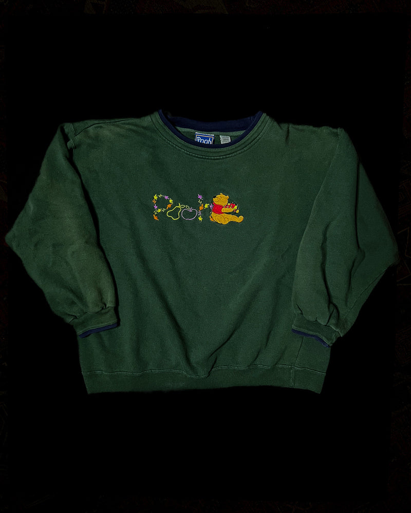 Vintage Winnie the Pooh Basket of Apples Embroidered Crewneck Sweater
