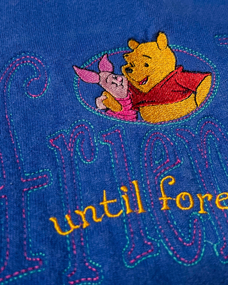 (L) Vintage Pooh and Piglet "Friends until forever" Embroidered Crewneck Sweater