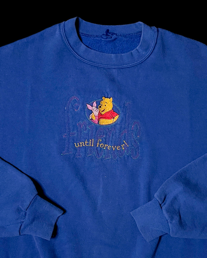 (L) Vintage Pooh and Piglet "Friends until forever" Embroidered Crewneck Sweater