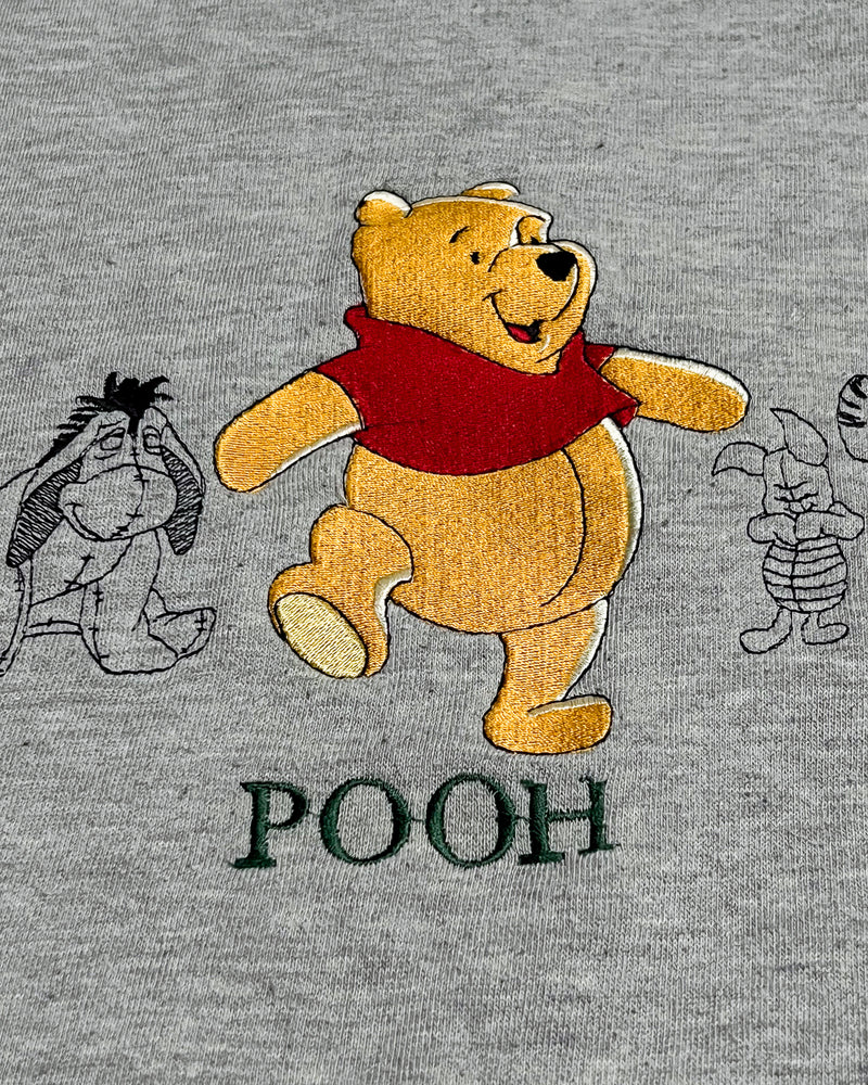 (L) Vintage Pooh and Friends Outlined Two Toned Embroidered Crewneck Sweater