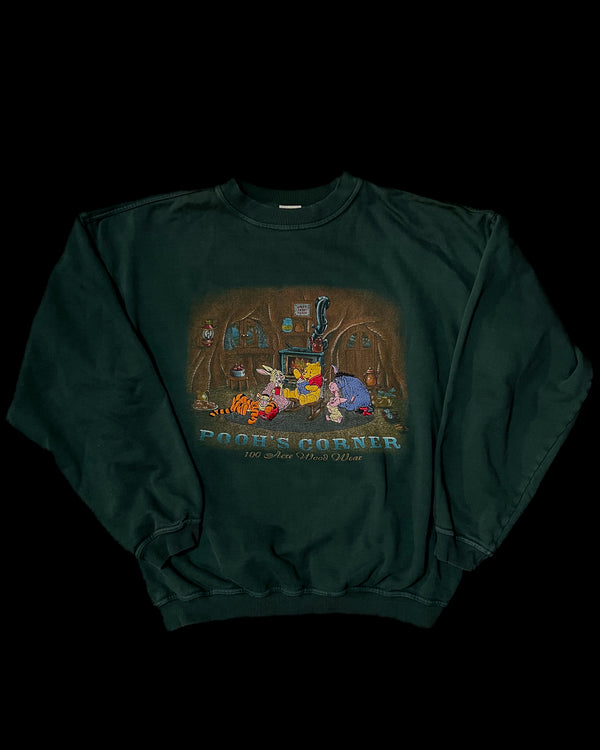 (2XL) Vintage Pooh and Friends "Poohs Corner" Embroidered Crewneck Sweater