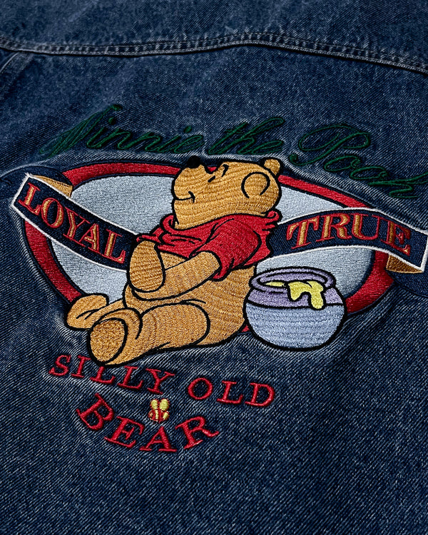 (M) Vintage Winnie the Pooh "Loyal True Silly Old Bear" Embroidered Denim Jacket