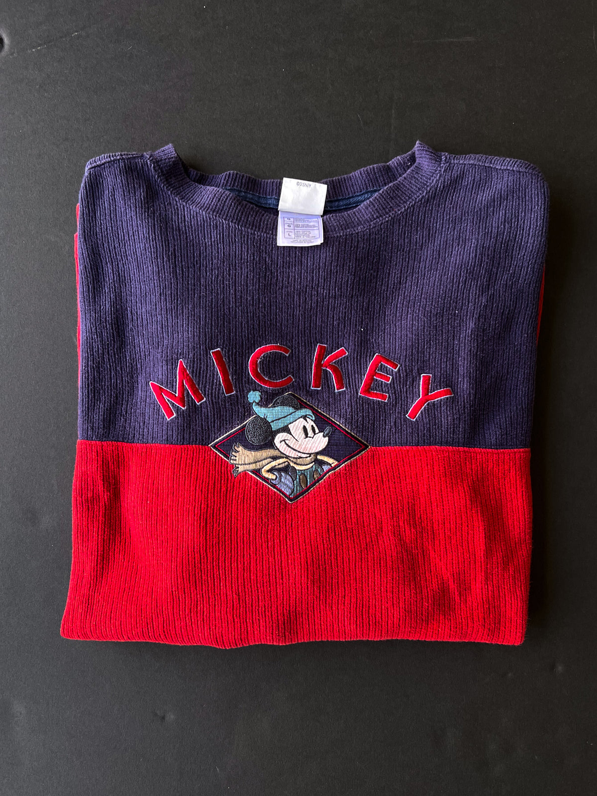 Mickey Two-Tone Embroidered Long Sleeve Shirt