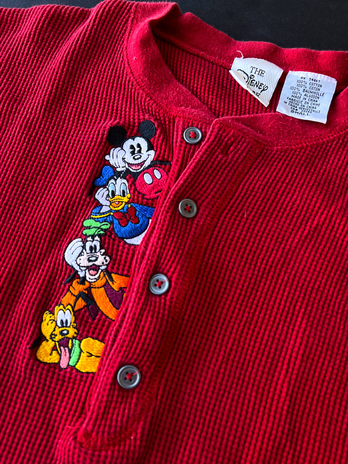 Mickey And Friends Red Embroidered Long Sleeve Shirt