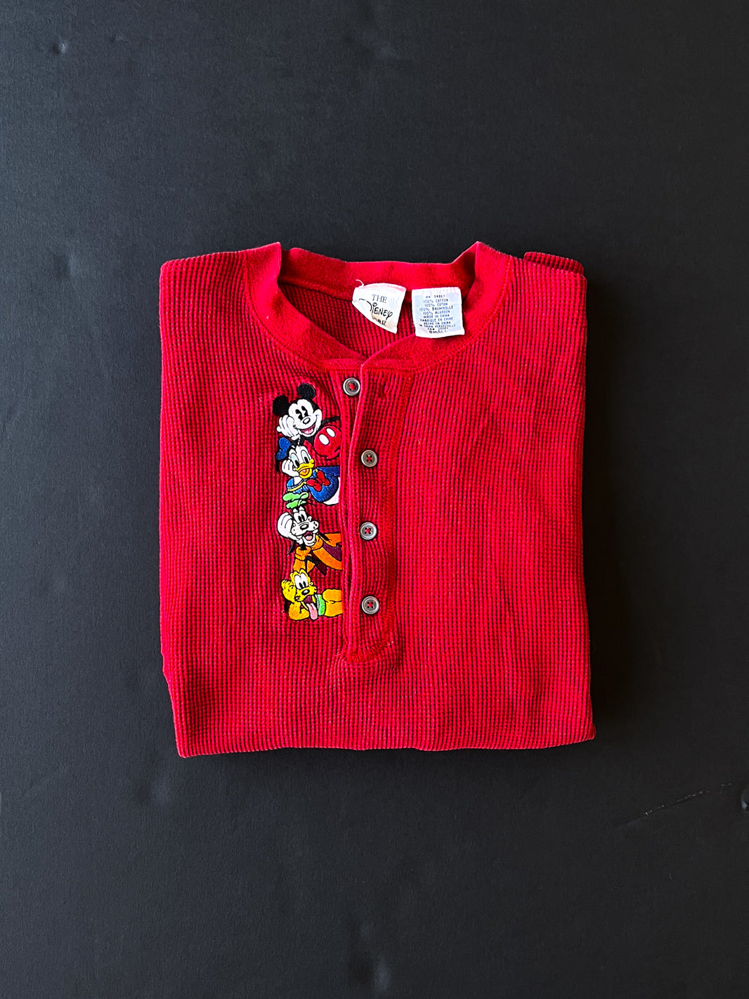 Mickey And Friends Red Embroidered Long Sleeve Shirt