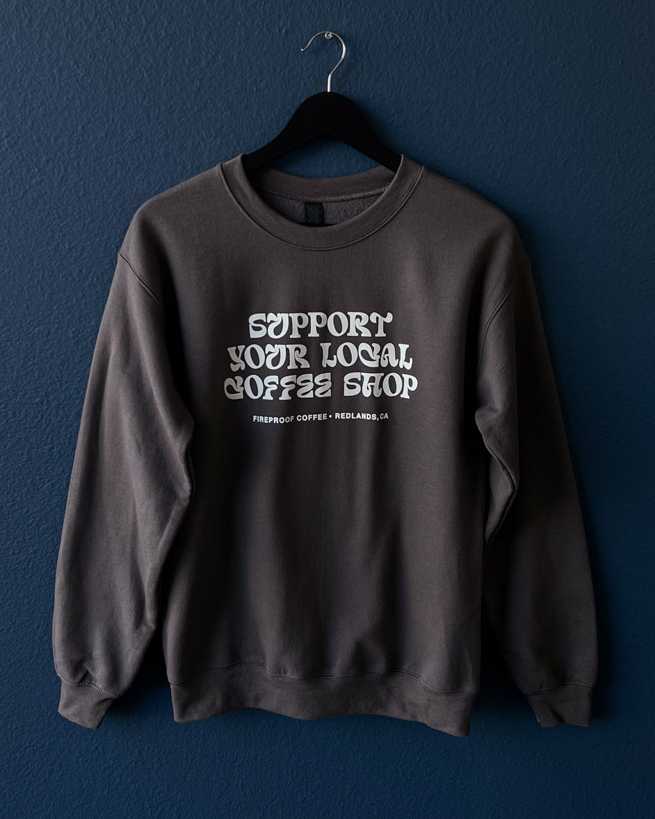 Market Support Local Coffee Shop Brown Crewneck Sweater