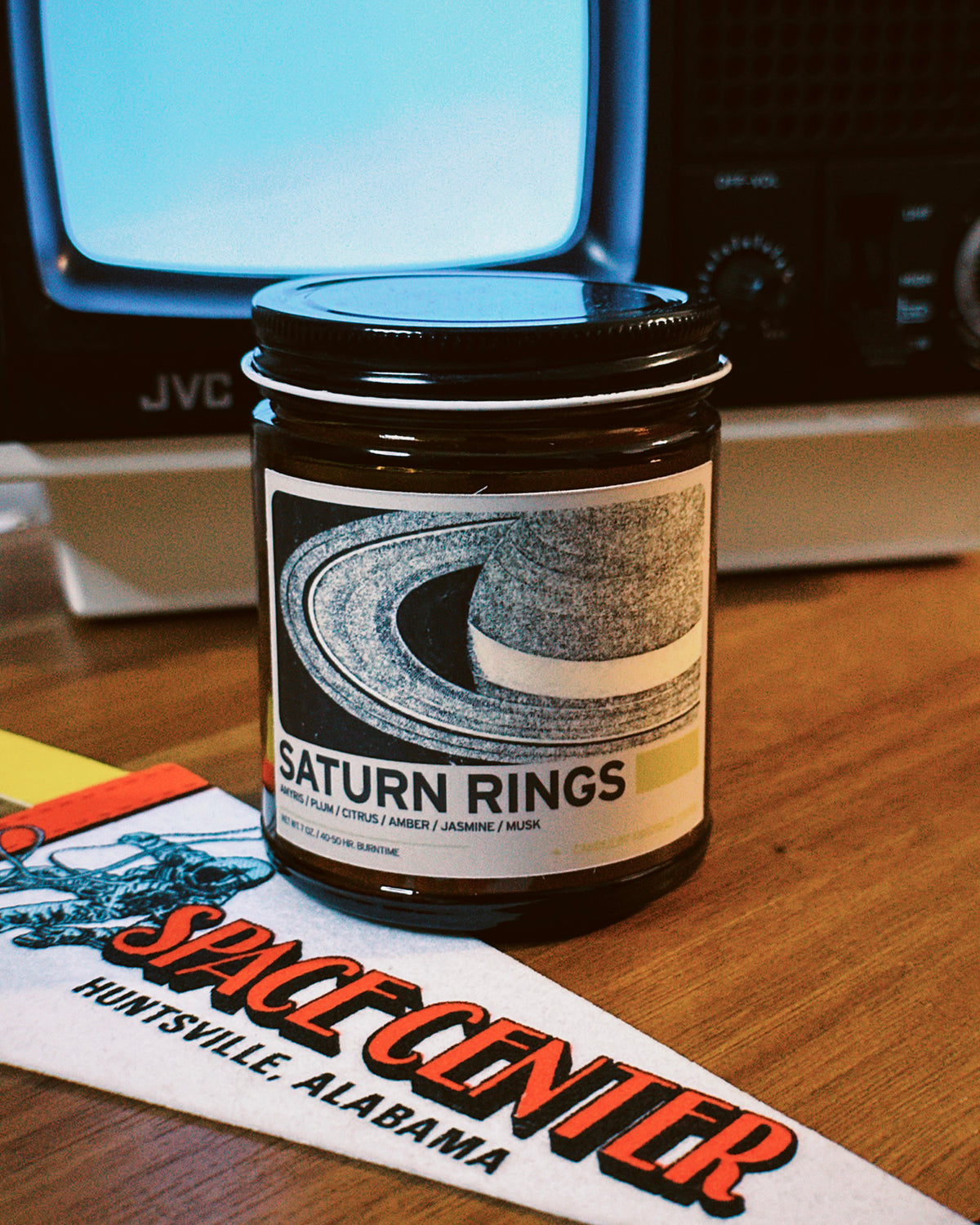 Saturn Rings Wooden Wick Candle